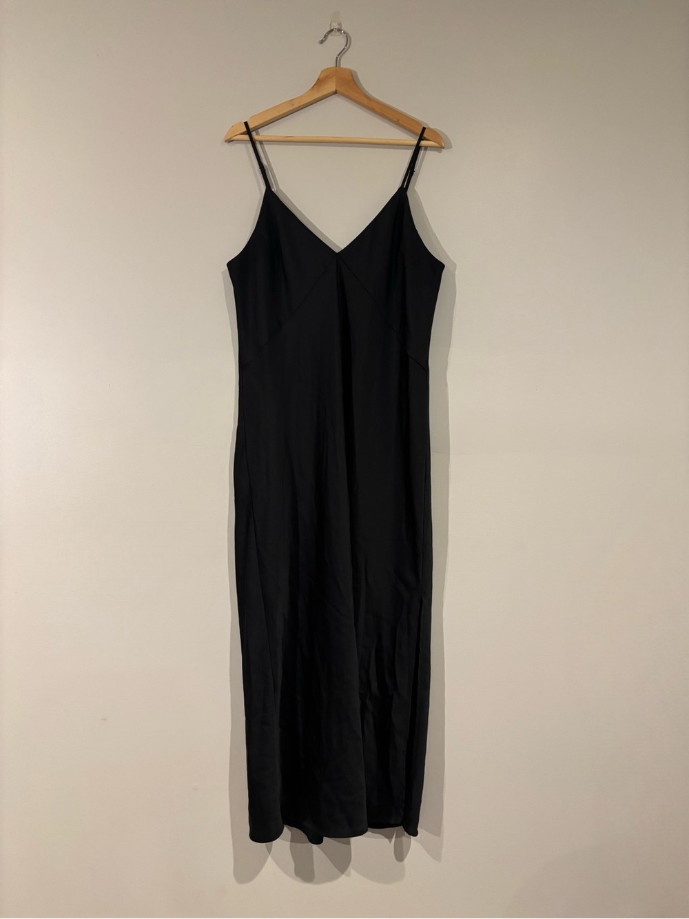 A New Day Black Midi Slip Dress with V-Neck